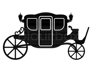 320x249 Silhouette Horse And Carriage With Coachman. Vector Illustration