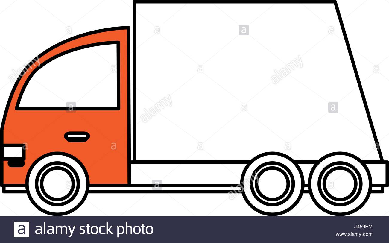 1300x812 Color Silhouette Cartoon Transport Truck With Wagon And Wheels
