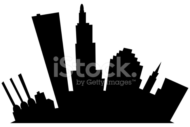 660x440 Silhueta De Cartoon City Stock Vector