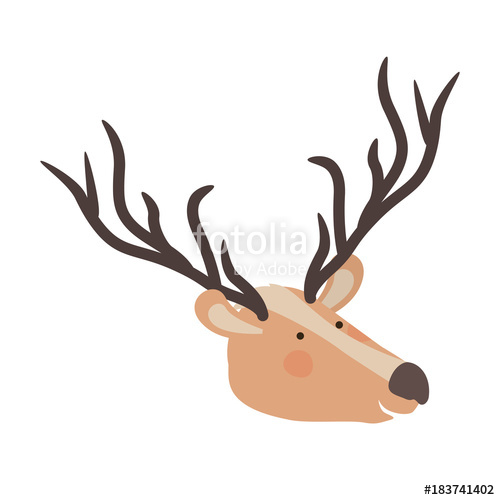 500x500 Deer Cartoon Head Colorful Silhouette In White Background Vector
