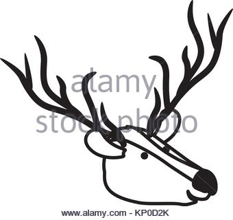 340x320 Deer Cartoon Head In Black Dotted Silhouette Stock Vector Art