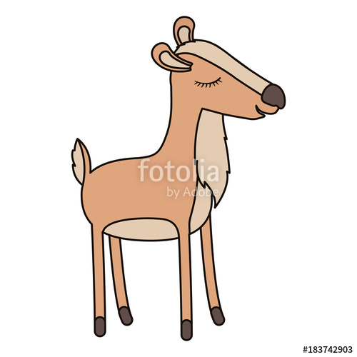 500x500 Female Deer Cartoon With Closed Eyes Expression Colorful