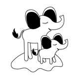 160x160 Elephant Cartoon Black Silhouette In White Background Vector