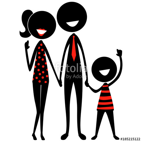 500x500 Vector Illustration Of Stick Figure Silhouette Family Stock