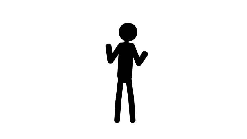 852x480 Sketchy Man Waving His Arms. Silhouette Man Animated. Stock
