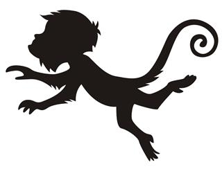 320x244 Monkey Silhouette V8 Decal Sticker