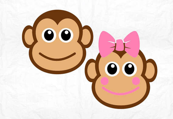 570x392 Monkey Face Svg Clipart Cut Files Silhouette Cameo Svg