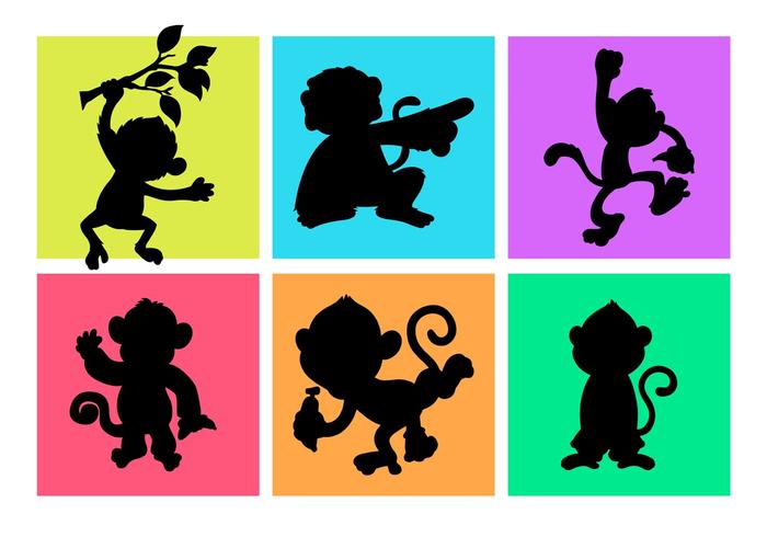 700x490 Cartoon Monkeys Silhouettes Free Vector