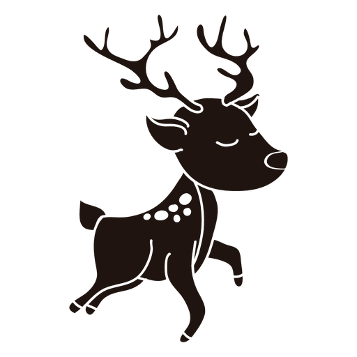 512x512 Reindeer Cartoon Silhouette Jumping 27