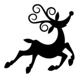 160x160 Silhouette Illustration Of Santa Claus Driving The Sleigh. Stock