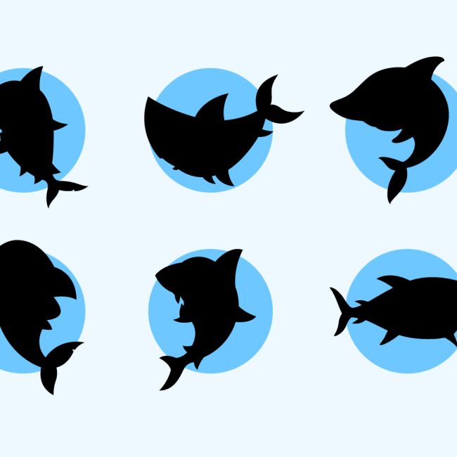 650x650 Free Vector Cartoon Sharks Silhouettes Vector