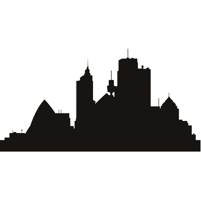 700x700 Cityscape Wall Sticker City Skyline Wall Decal Bedroom Office Home