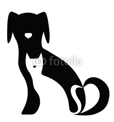 374x400 Funny Dog And Cat Silhouettes Composition Designs