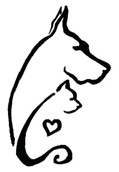 400x577 Outline Dog And Cat Tattoo Design Cat Outline Tattoo Ideas