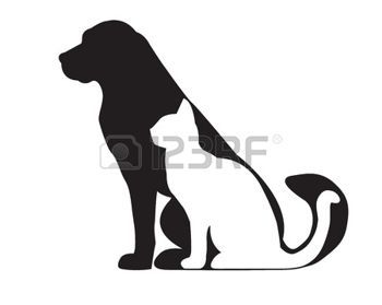 350x279 Vet Silhouette Of Black Dog And White Cat Isolated On White