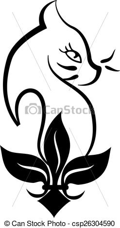 247x470 Silhouette Of A Cat. Tattoo Style Design Eps Vectors