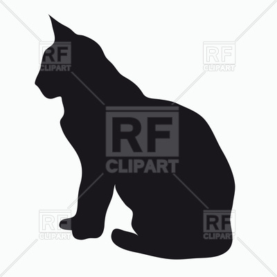 400x400 Black Silhouette Of Sitting Cat Royalty Free Vector Clip Art Image