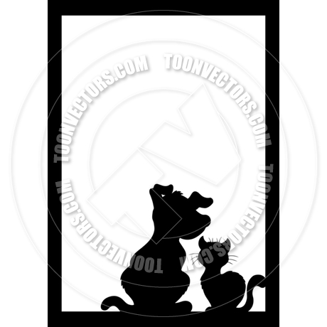 460x460 Cartoon Frame With Cat And Dog Silhouette By Clairev Toon