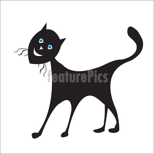 500x500 Illustration Of Cat Silhouette