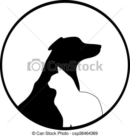 450x470 Composition Of Dog And Cat Silhouettes. The Symbol Can Be Clip
