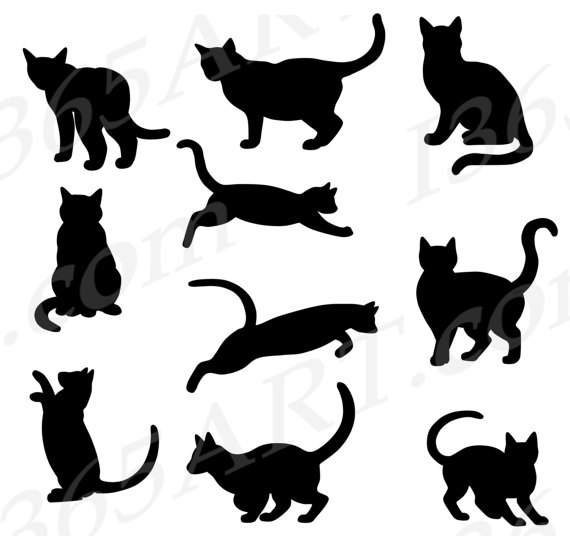 570x536 50% Off 10 Cat Silhouette Png Clipart, Cat Silhouette Clip Art