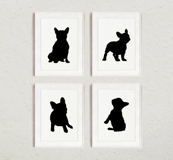 570x528 French Bulldog Silhouette Set Of 4 Dog Illustration Pet