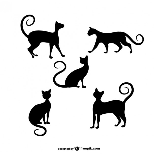 626x626 Cats Silhouettes Pack Vector Free Download