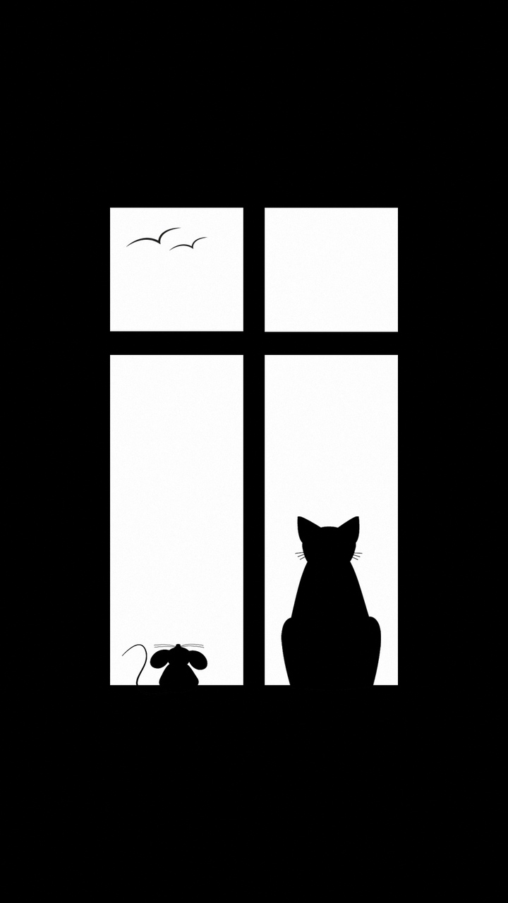 720x1280 Download Wallpaper 720x1280 Cat, Picture, Window, Silhouette