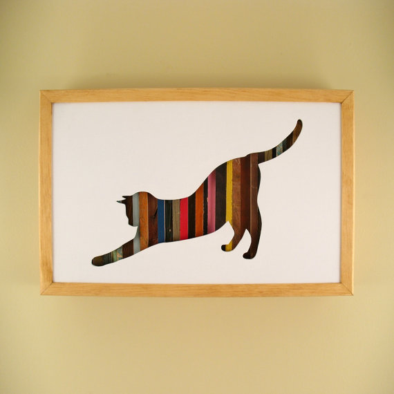 570x570 Cat Stretching 17 By 11 Recycled Wood Silhouette