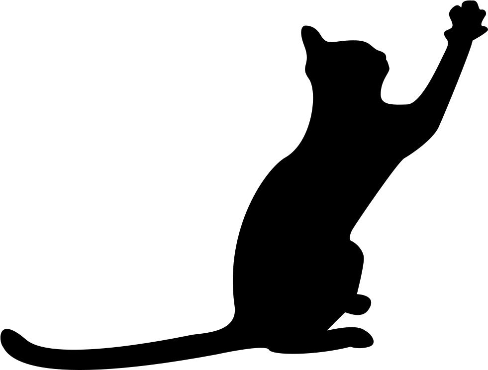 981x745 Cat Black Silhouette With Extended Tail And One Paw To Front Svg