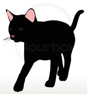 295x320 Walking Cat, This Scene Shows Silhouette Of Walking Cat, Vintage