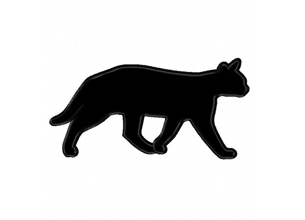 1000x721 Walking Cat Silhouette Includes Both Applique And Stitched