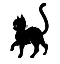 199x212 Black Cat Walking Stock Vector