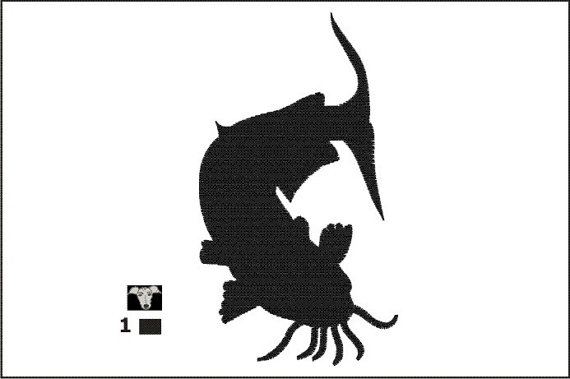 570x379 Catfish Silhouette Mini Embroidery Designs In 5 Sizes