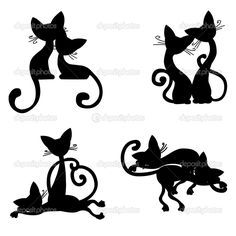 236x236 Silhouette Of Cat Couples Of Cats Silhouettes