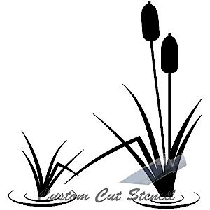 300x300 Cattails On Pond Silhouettes Flourish Flower Silhouettes