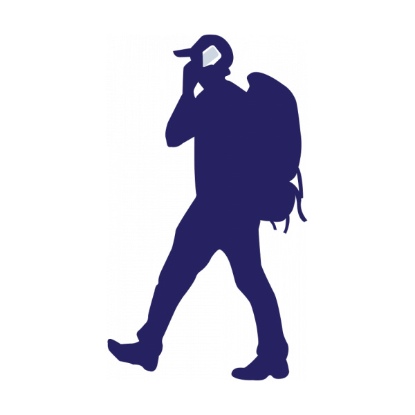 600x600 Backpacker With Phone Vector Silhouette