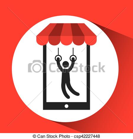 450x470 Mobile Phone Silhouette Sportman Still Rings Vector Eps Vector