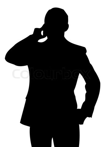 339x480 Businessman With Cell Phone. Silhouette' Silhouette S