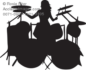 300x244 Art Illustration Of The Silhouette Of A Female Drummer