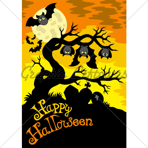 500x500 Halloween Cemetery Silhouette 2 Gl Stock Images