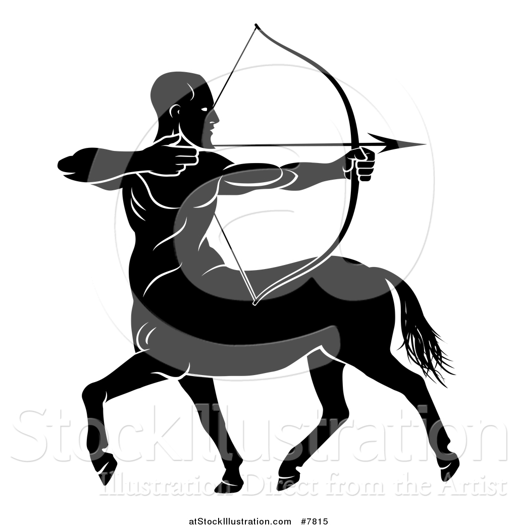 1024x1044 Vector Illustration Of A Black And White Centau Archer, Half Man