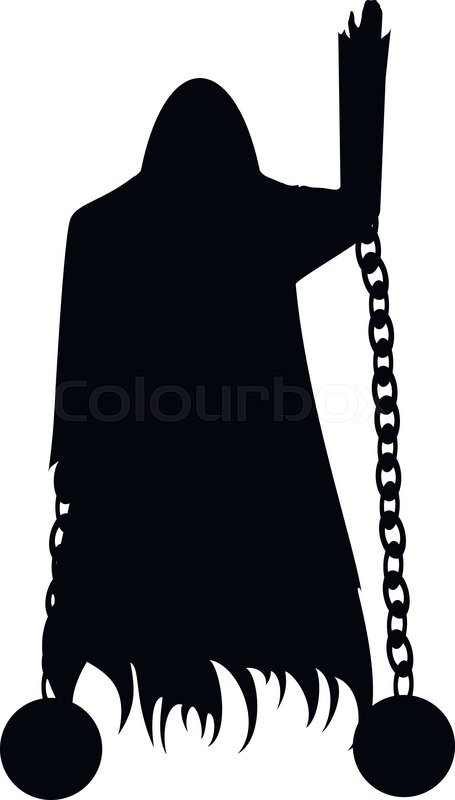 455x800 Flying Ghost Clad In Chain Silhouette Isolated On A White