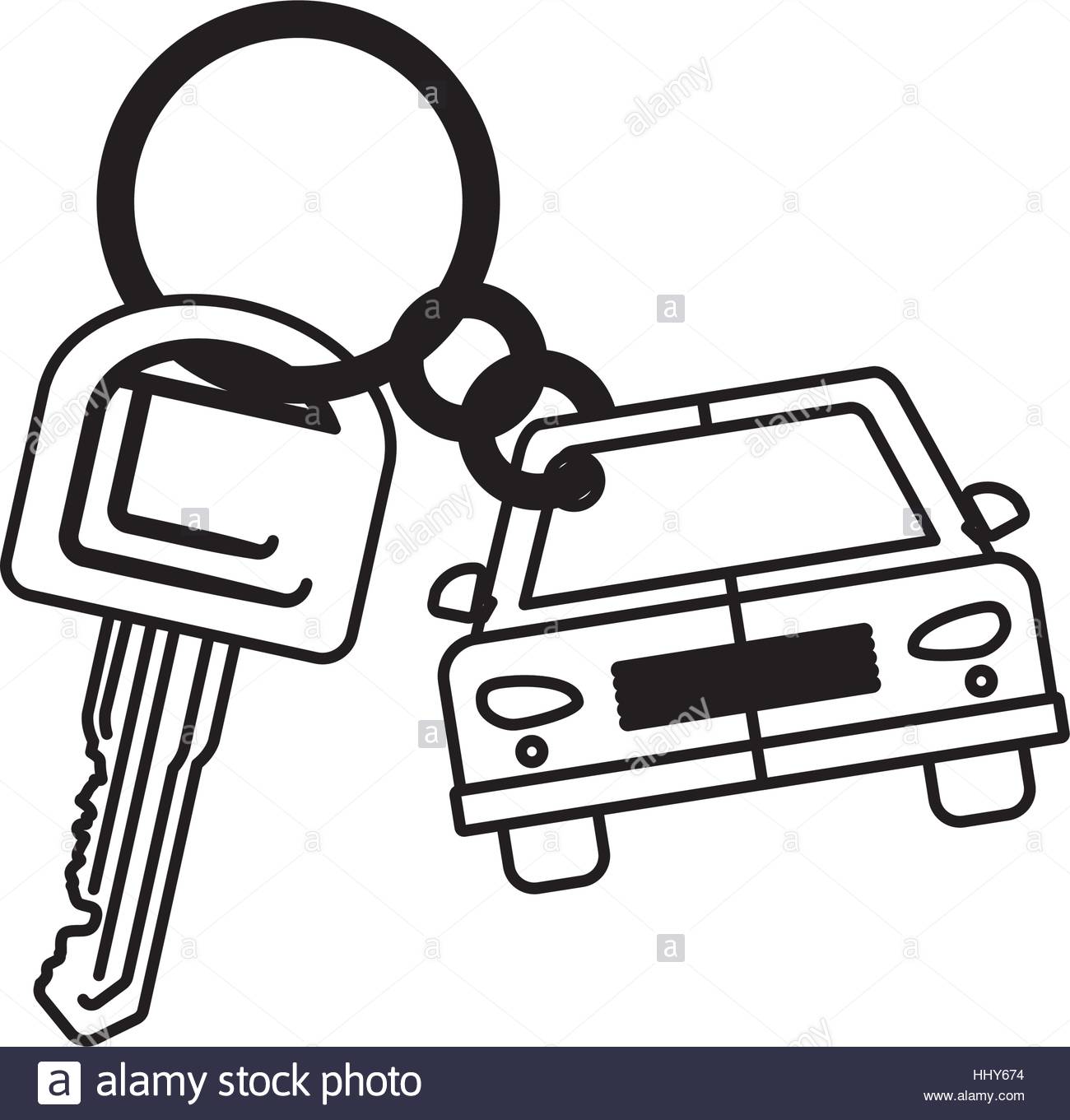 1300x1361 Silhouette Car Shaped Key Chain Icon Vector Illustration Stock