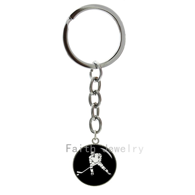640x640 Retro Ice Hockey Sport Silhouette Image Key Chains Hockey Game