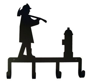 288x271 Wrought Iron Key Chain Holder With Fireman Firefighter