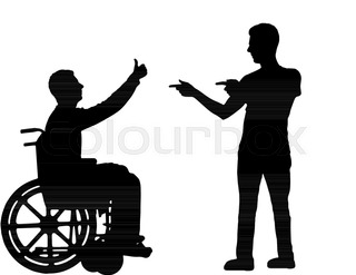 320x247 Vector Silhouette Happy Disabled Woman In Wheelchair. Conceptual