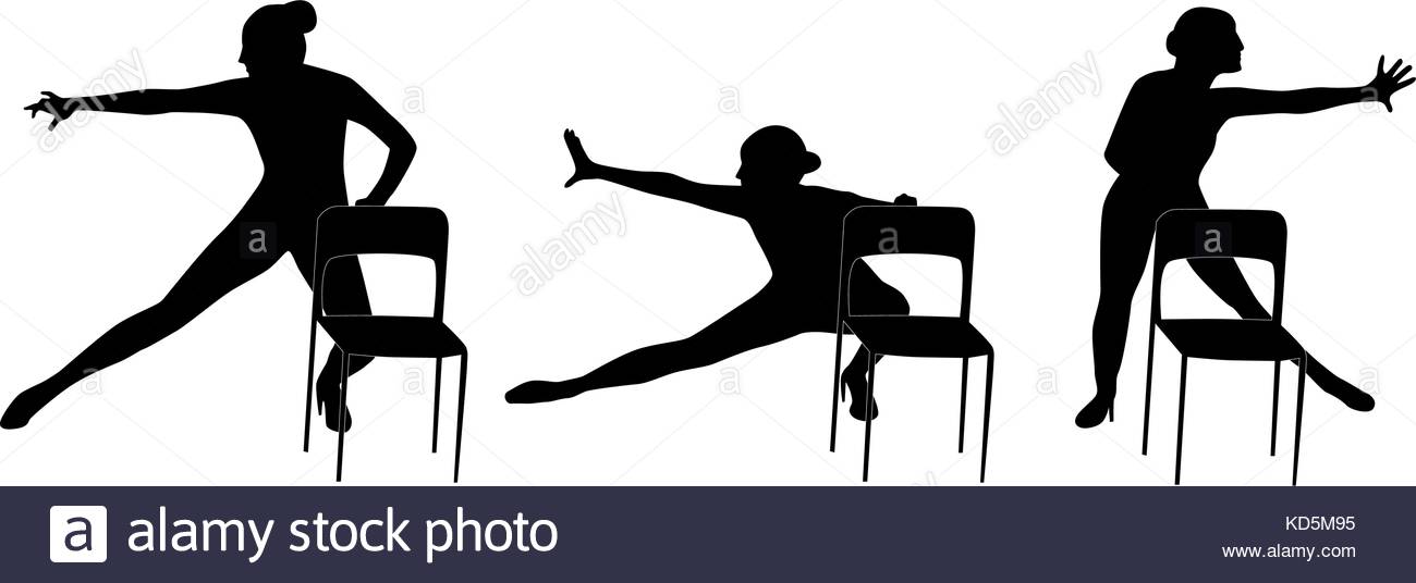 1300x536 Dance Woman With The Chair Silhouette Vector Stock Vector Art