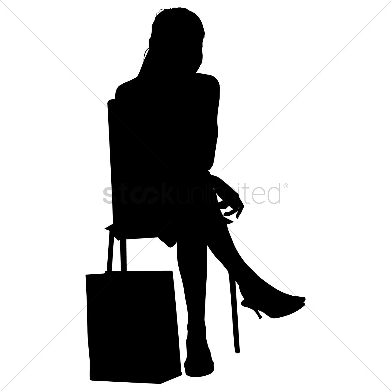 1300x1300 Silhouette Of A Lady Sitting On A Chair Vector Image
