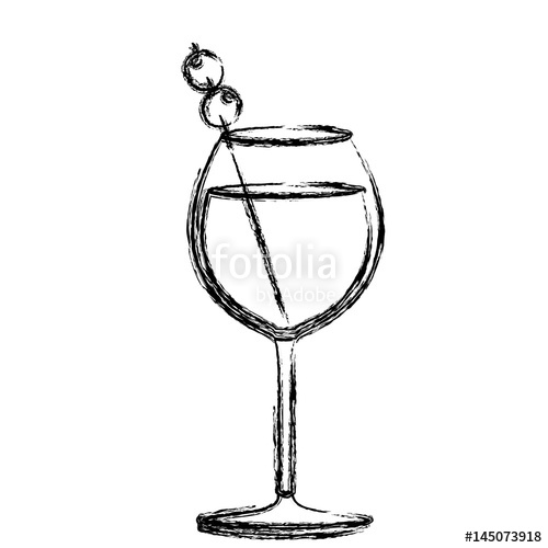500x500 Monochrome Sketch Silhouette Of Burgundy Glass Cocktail With Olive